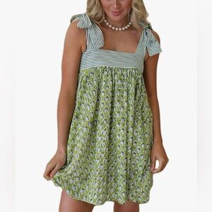 Green & White Sundress